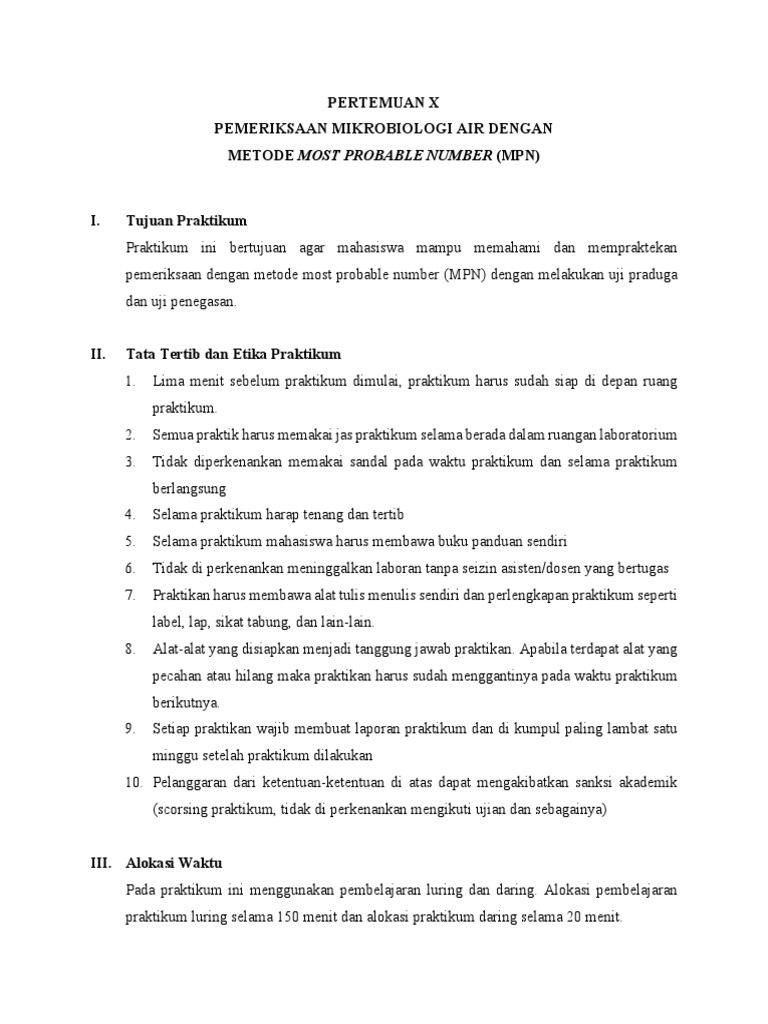 Pemeriksaan MPN Koliform Air | PDF