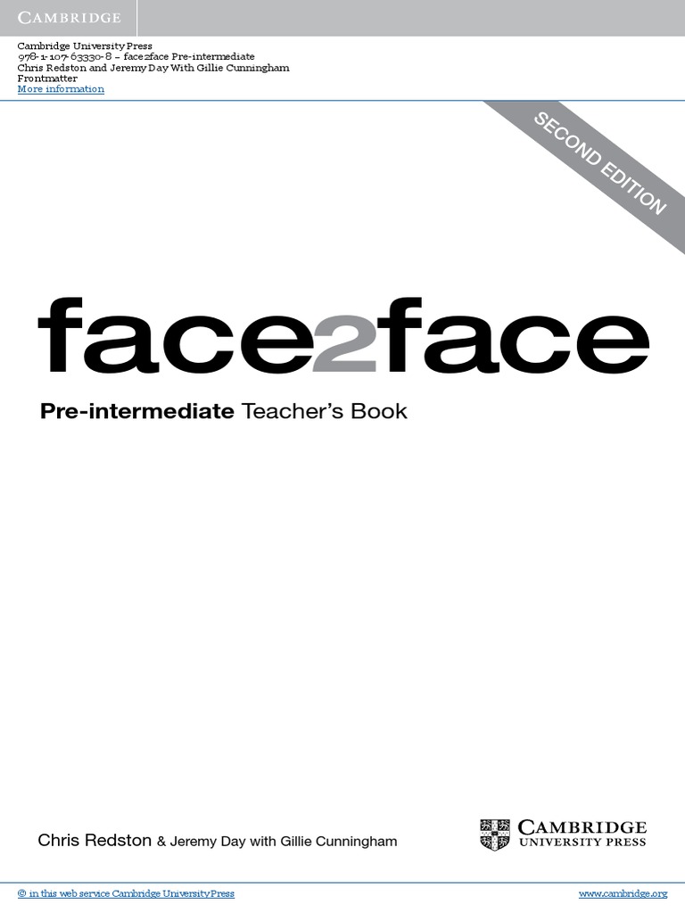 Face2face 2 Pre Intermediate Teachers Book With DVD Frontmatter.