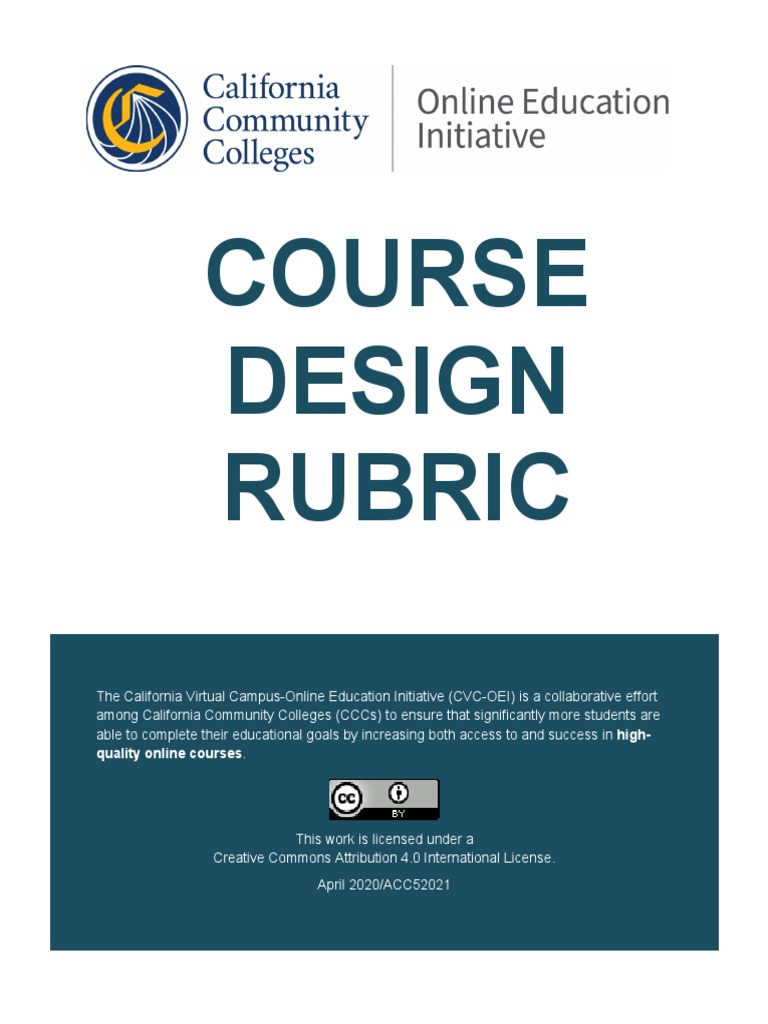 Course Design Rubric: High-Quality Online Courses | PDF | Educational ...