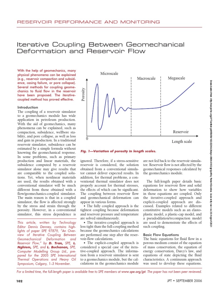 Coupling Geomechanics and Reservoir Flow | PDF | Porosity | Fluid Dynamics
