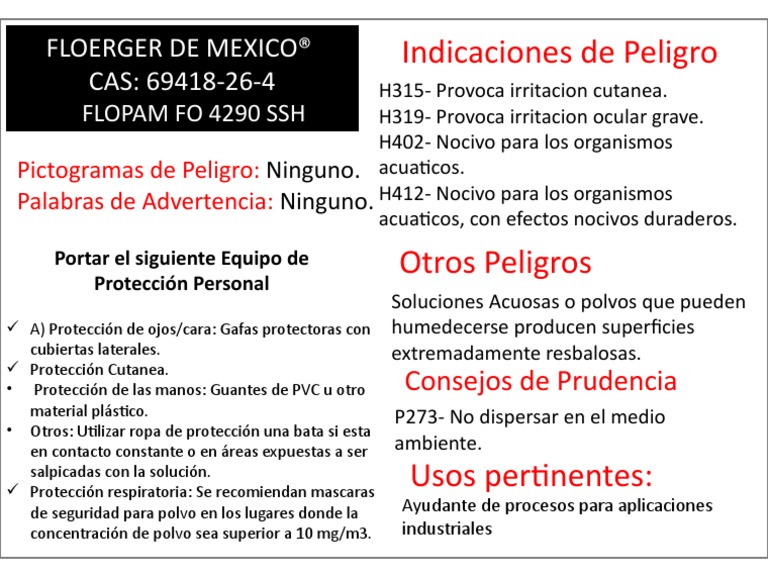 04 Etiqueta Flopam™ Fo 4290 SSH - SDS - MS | PDF
