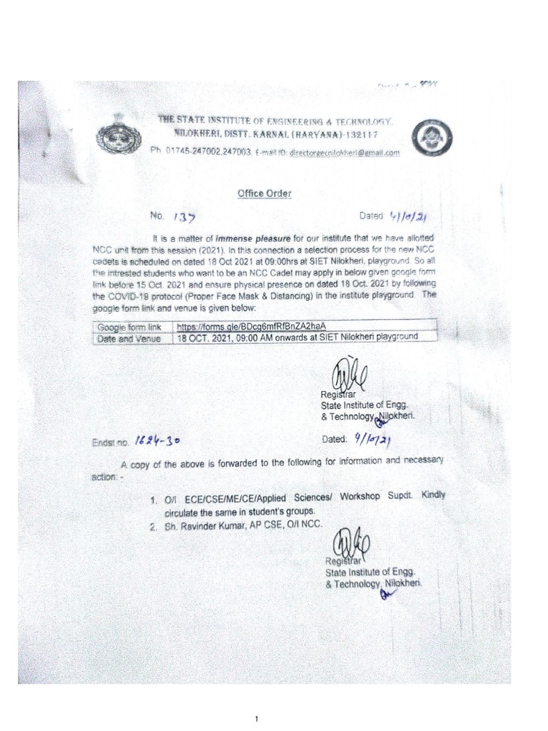 Ncc Enrollment Form Pdf , CADET ENROLMENT FORM – GIHOU
