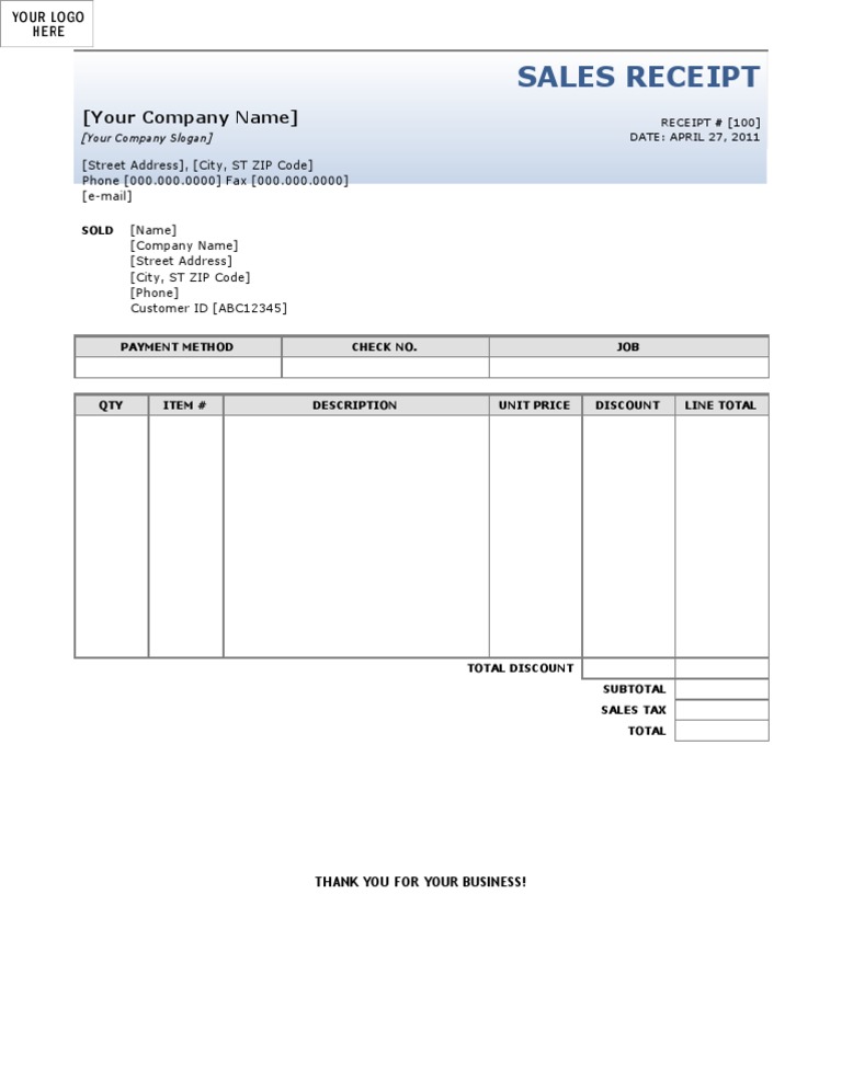 Sales Receipt April 2011 | PDF