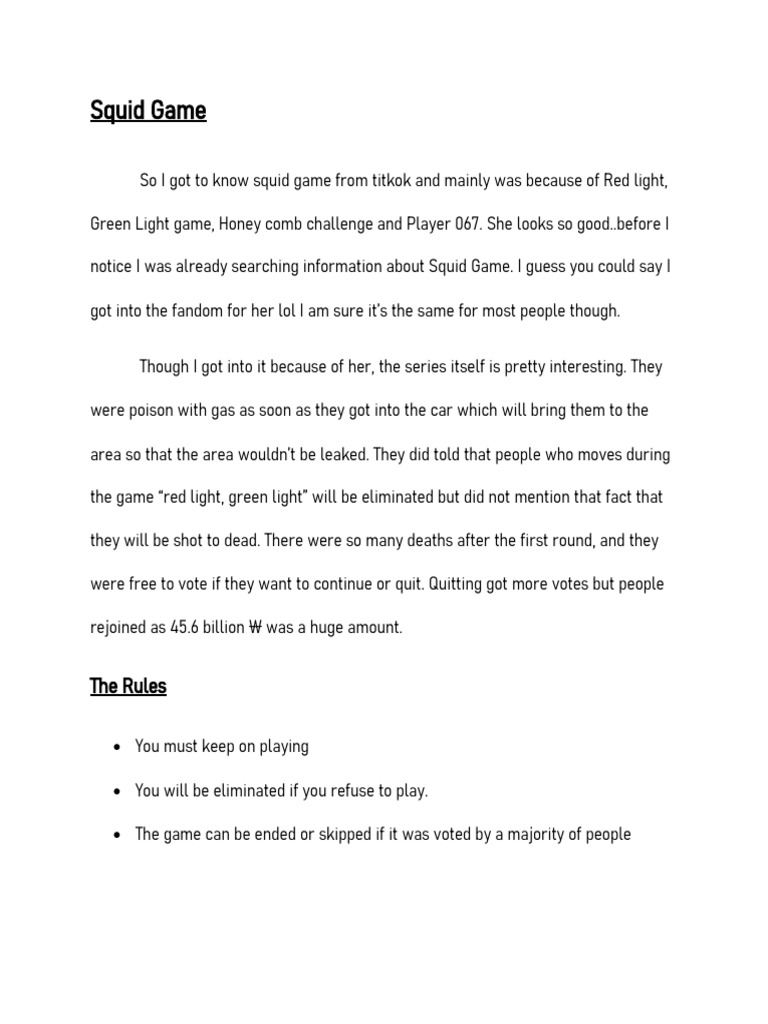 Squid Game: The Rules | PDF