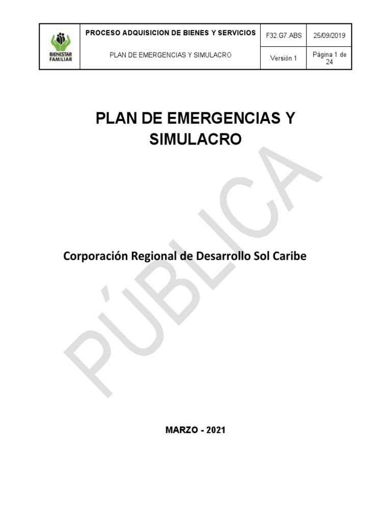 Plan de Emergencias Corporación Sol Caribe | PDF | Riesgo | Temblores