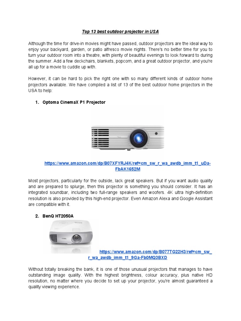 Best Outdoor Projectors in the USA | PDF | Display Resolution | Video