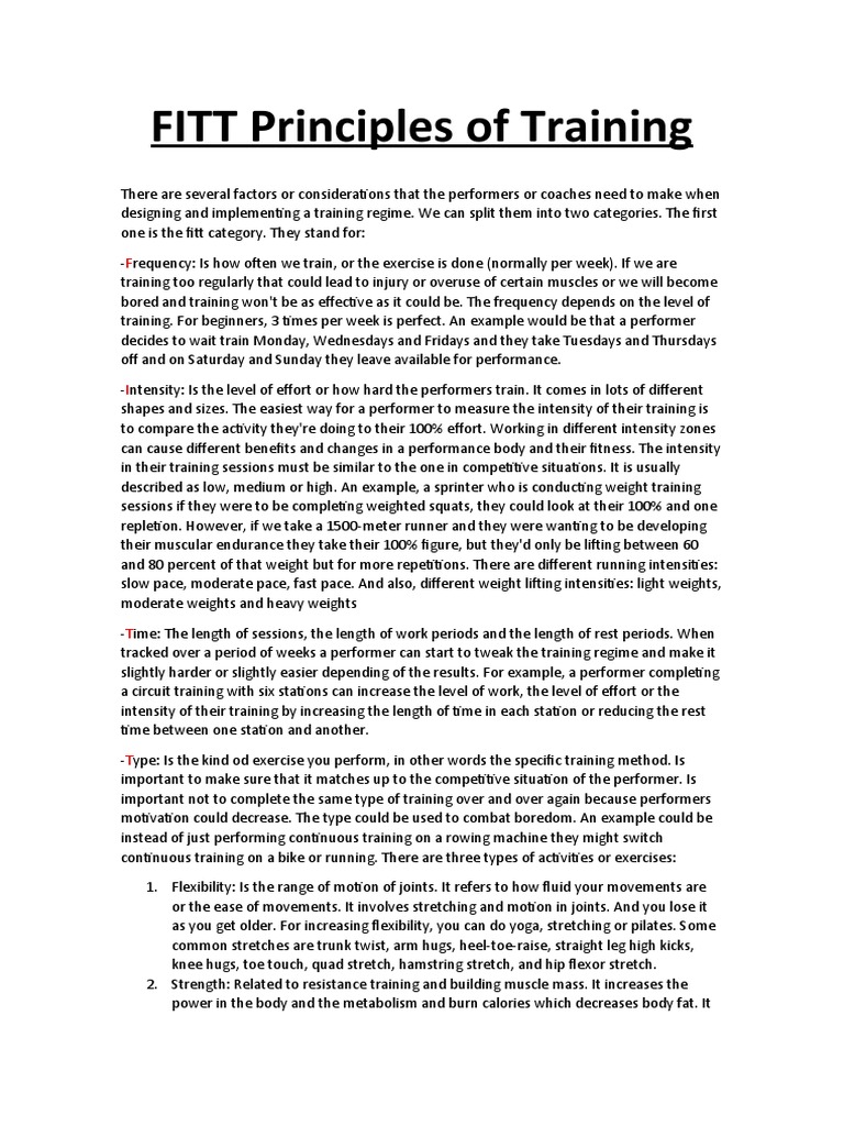 FITT Principles for Effective Training | PDF | Weight Training ...
