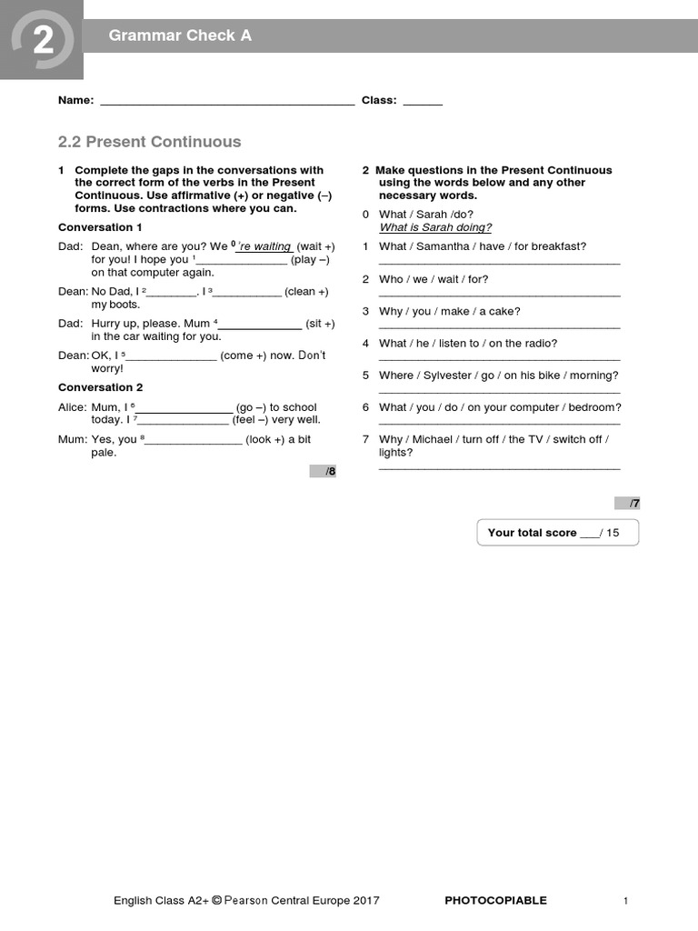 ECA2plus - Tests - Grammar Check 2.2A | PDF | Cognition | Linguistic ...