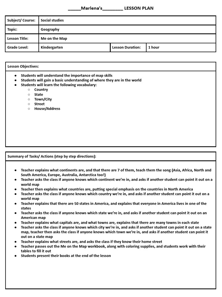 Social Studies Lesson Plan PDF Teachers Lesson Plan