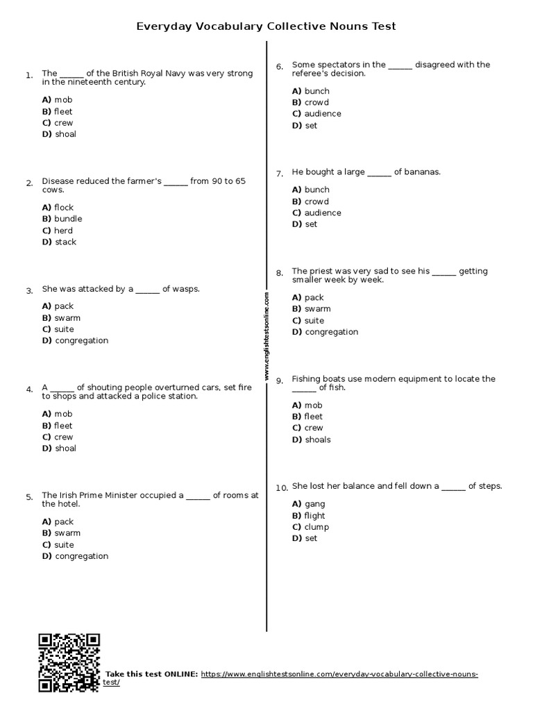 262_Everyday-Vocabulary-Collective-Nouns-Test_Englishtestsonline.Com: Master Collective Nouns Today