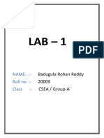Name:-Roll No: - Class:-: Badugula Rohan Reddy 20009 CSEA / Group-A