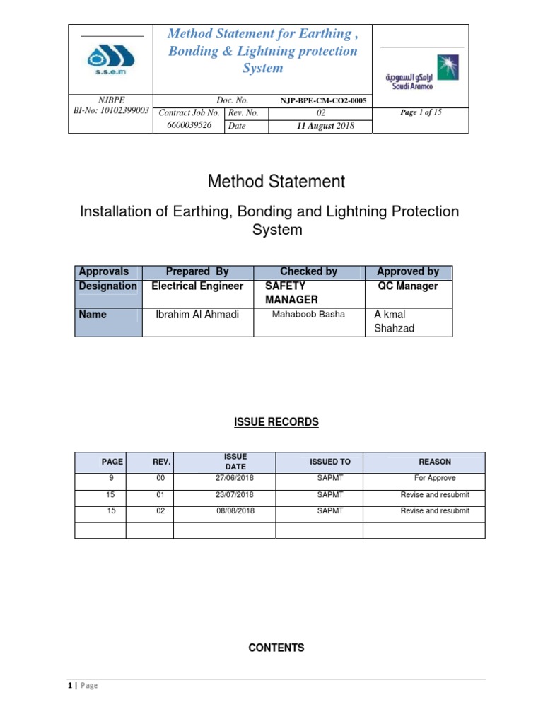 Earthing and Lightning Protection Installation | PDF | Electrical ...