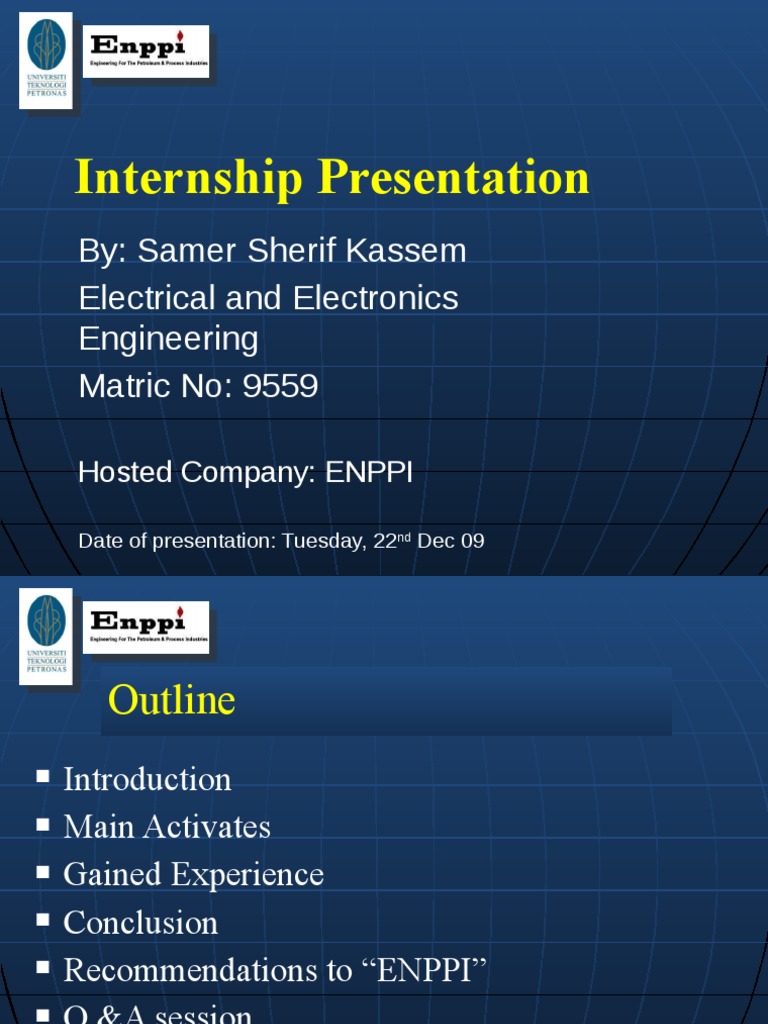 Internship Presentation: By: Samer Sherif Kassem Electrical and ...