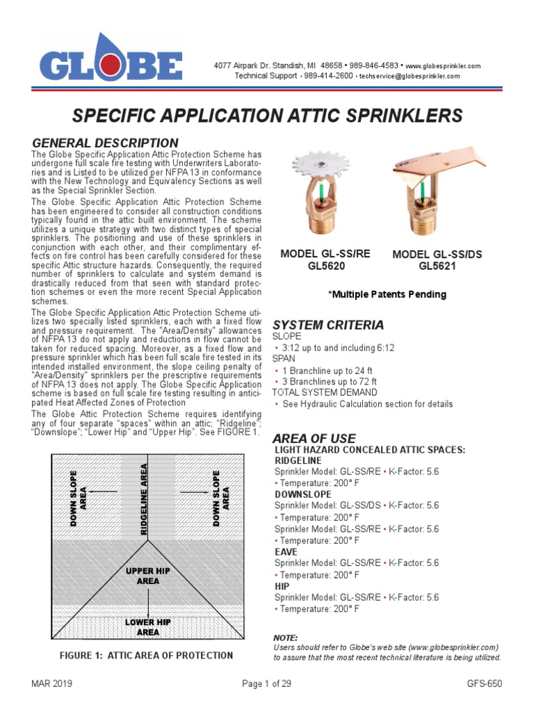 Specific Application Attic Sprinklers General Description PDF Fire