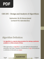 CSD 205 - Design and Analysis of Algorithms: Instructor: Dr. M. Hasan Jamal Lecture# 01: Introduction