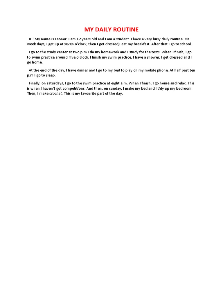 Leonor's Busy Daily Routine | PDF
