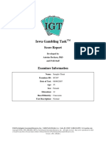 Iowa Gambling Task: Score Report