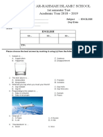 SDIT AR-RAHMAH 1st Semester English Test