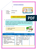 DIA 1 SESION DE APRENDIZAJE Estamos Cuidando Nuestro Salud