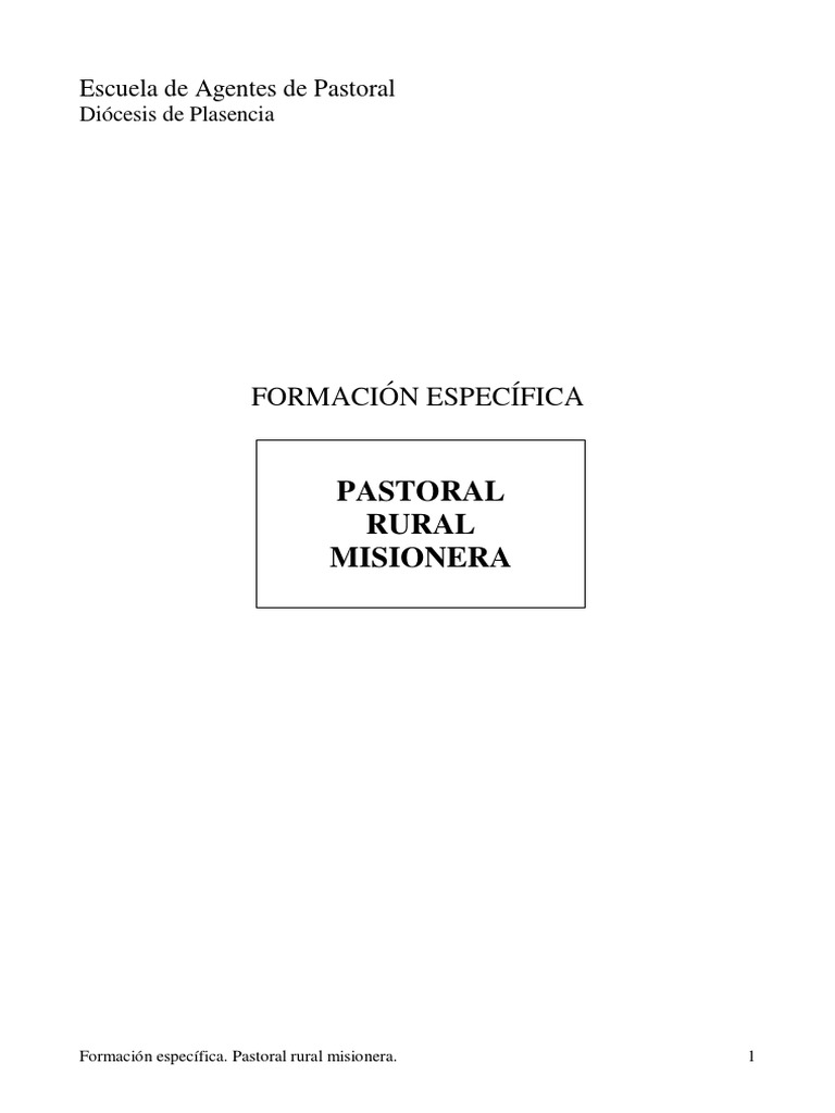Escuela de Agentes de Pastoral - Pastoral Rural Misionera | PDF ...