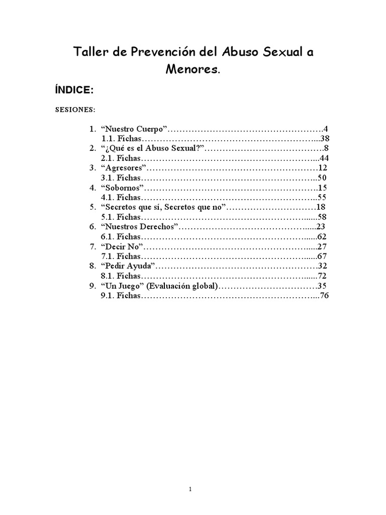 Taller de Prevención Del Abuso Sexual A Menores | PDF | Abuso sexual ...