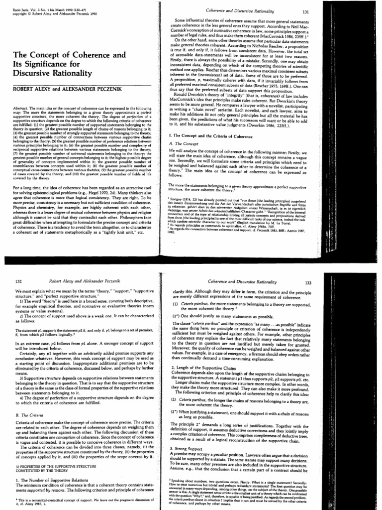 Alexy, Peczenik, The Concept of Coherence and Its Significance For ...