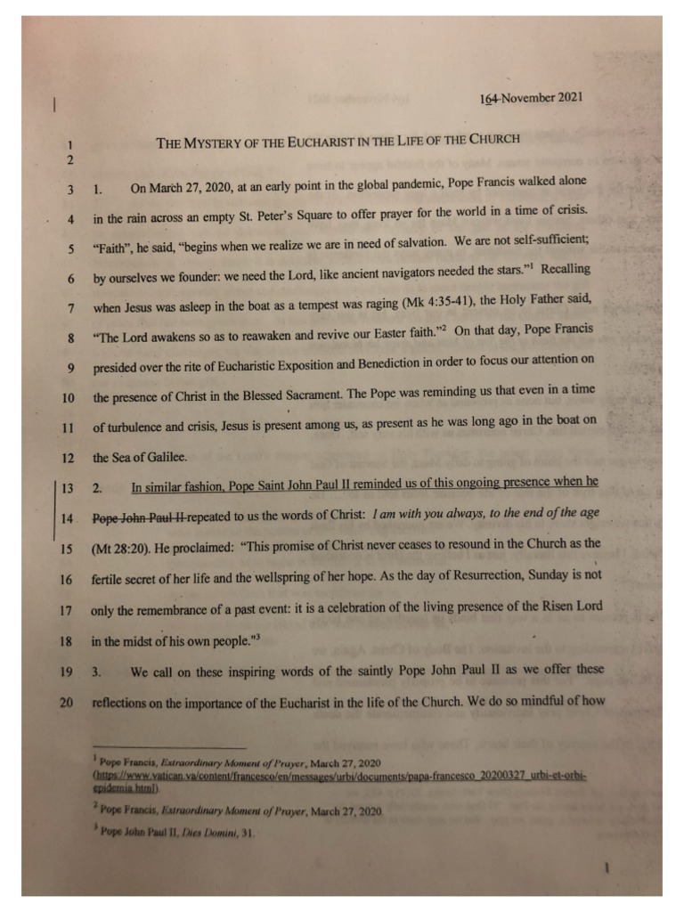 Usccb Document On Eucharist Revised Text Pdf