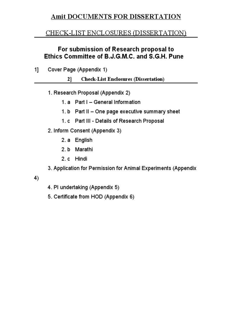 Dissertation Submission Checklist for Ethics | PDF | Institutional ...