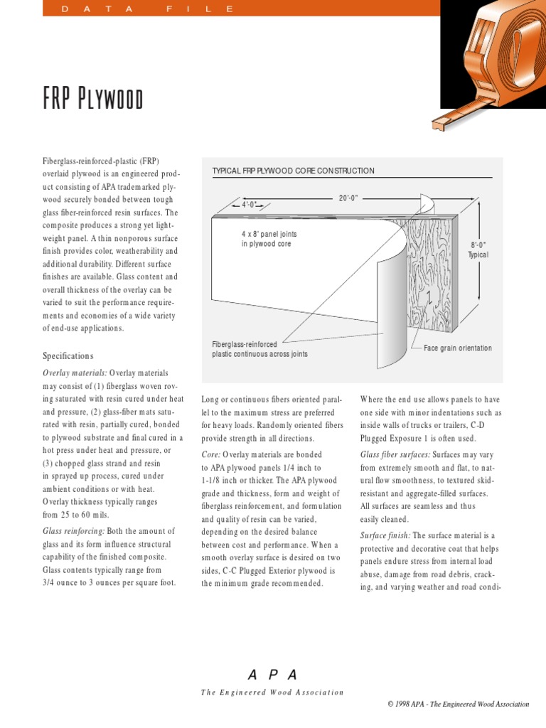 APA FRP Plywood PDF Plywood Fiberglass