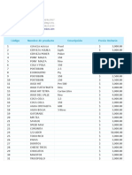 Lista de Precios en Excel