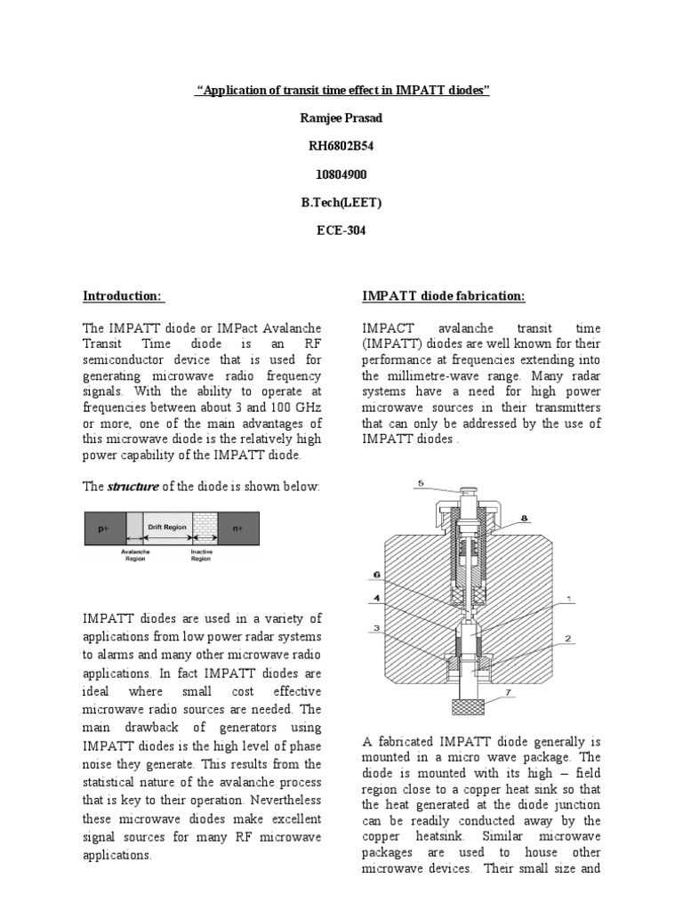 IMPATT Diodes: Transit Time Effect | PDF | Diode | Microwave