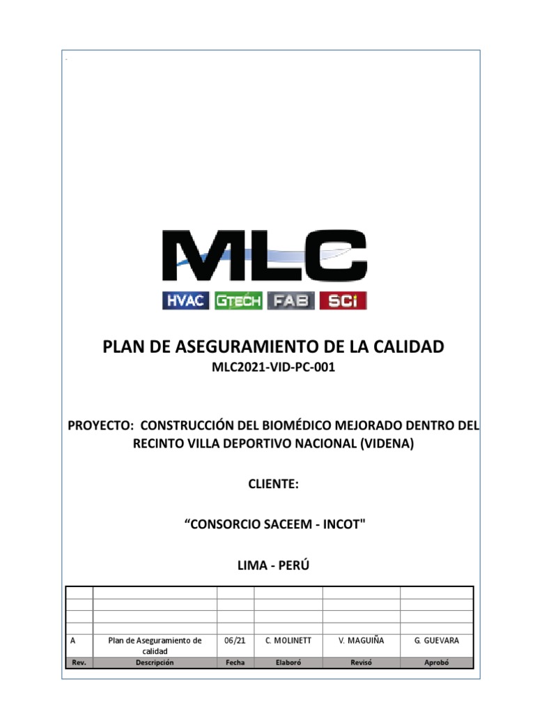 Plan de Aseguramiento de La Calidad-La Videna | PDF | Calidad ...