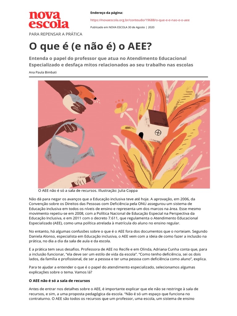 O Que É Aee | PDF | Inclusão (Educação) | Educação Especial