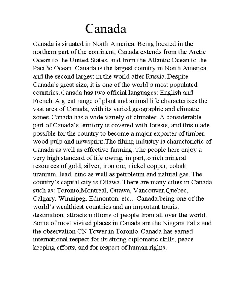 Overview of Canada: Geography & Culture | PDF | Travel | Home & Garden