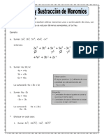 Adicion y Sustraccion de Monomios