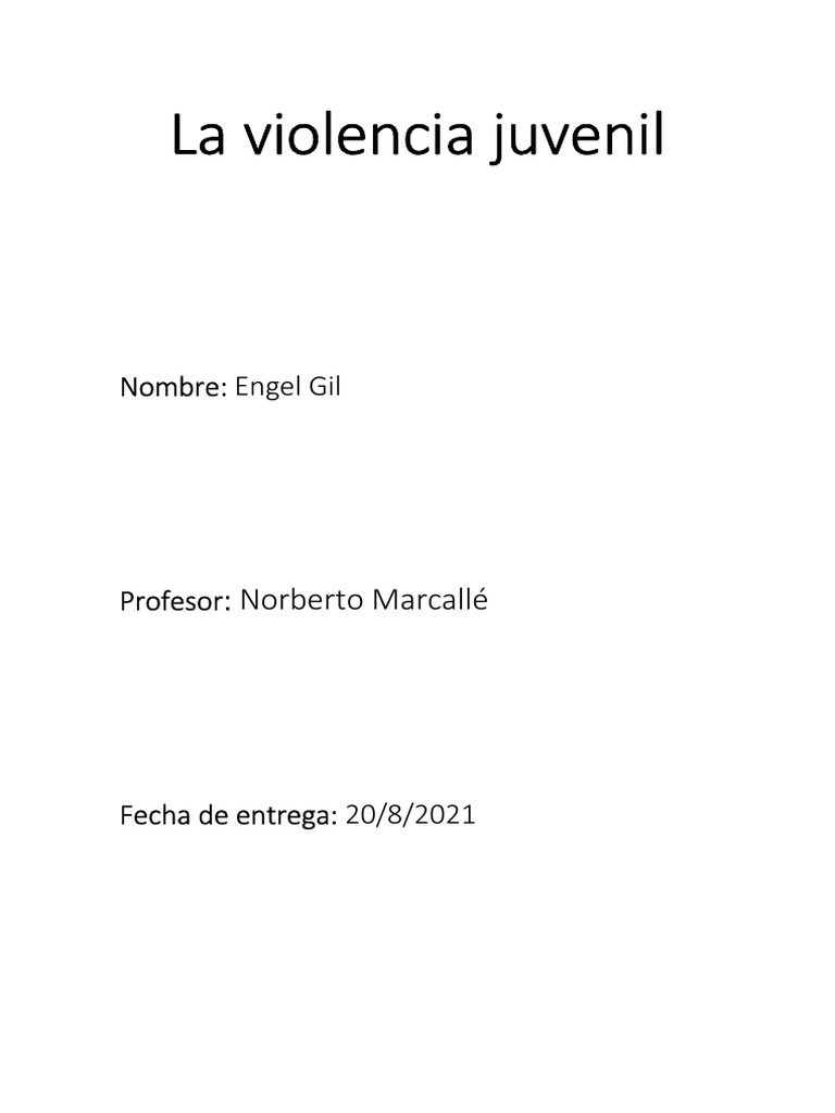 Causas y Consecuencias de la Violencia Juvenil | PDF | Violencia ...