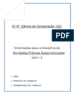 3º/4º Ciência Da Computação (CC) : Orientações para A Disciplina de Atividades Práticas Supervisionadas 2021/2