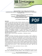 Viabilidade Economica para Implantacao de Uma Agroindustria Produtora de Cachaca Artesanal Na Cidade de Catanduva SP