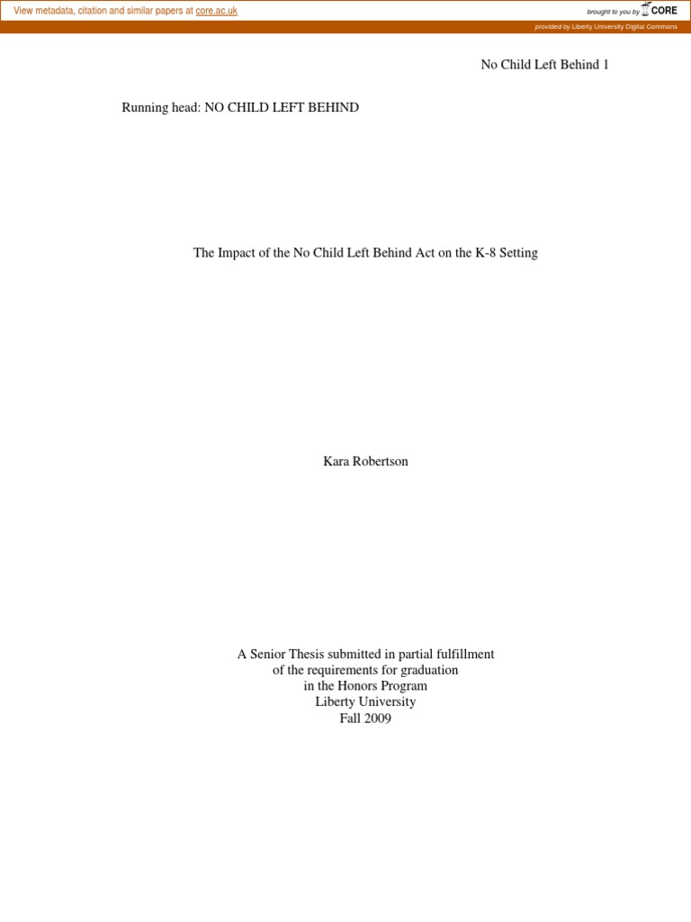 The Impact of the No Child Left Behind Act on the K-8 Classroom ...