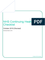 NHS Continuing Healthcare Checklist: October 2018 (Revised)