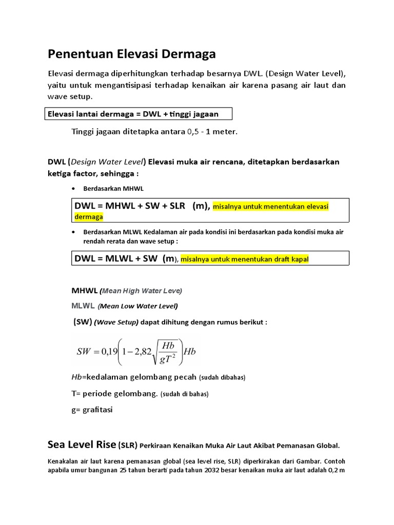 Elevasi Dermaga Berdasarkan DWL | PDF