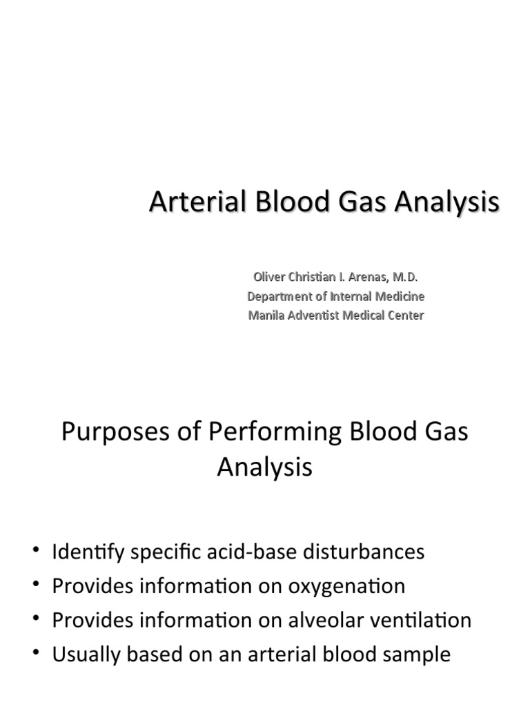 Arterial Blood Gas Analysis Overview | PDF | Diseases And Disorders ...