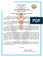 Accomplishment Report On Advocating Child Protection: Lopez Jaena Elementary School School ID: 130706