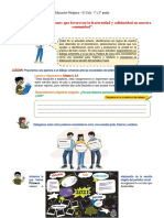 Educación religiosa - Acciones para la fraternidad y solidaridad