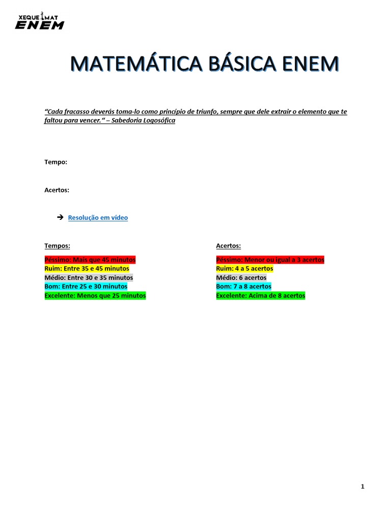 Lista - 2 Matemática Básica Xeque Mat ENEM, PDF, Veículo aéreo não  tripulado