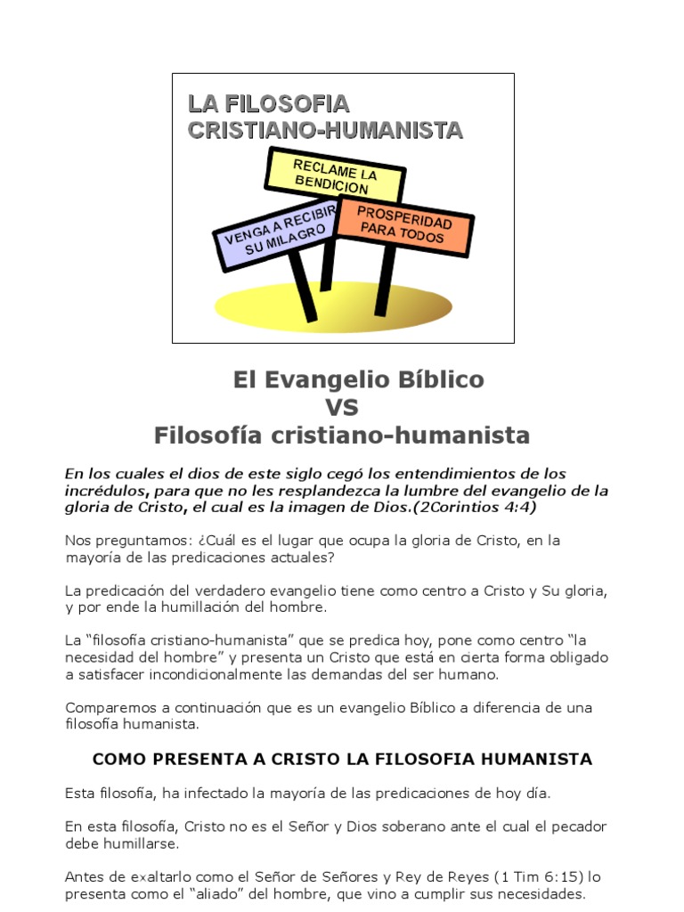Evangelio Bíblico vs Humanismo Cristiano | PDF | Cristo (título) | Pecado