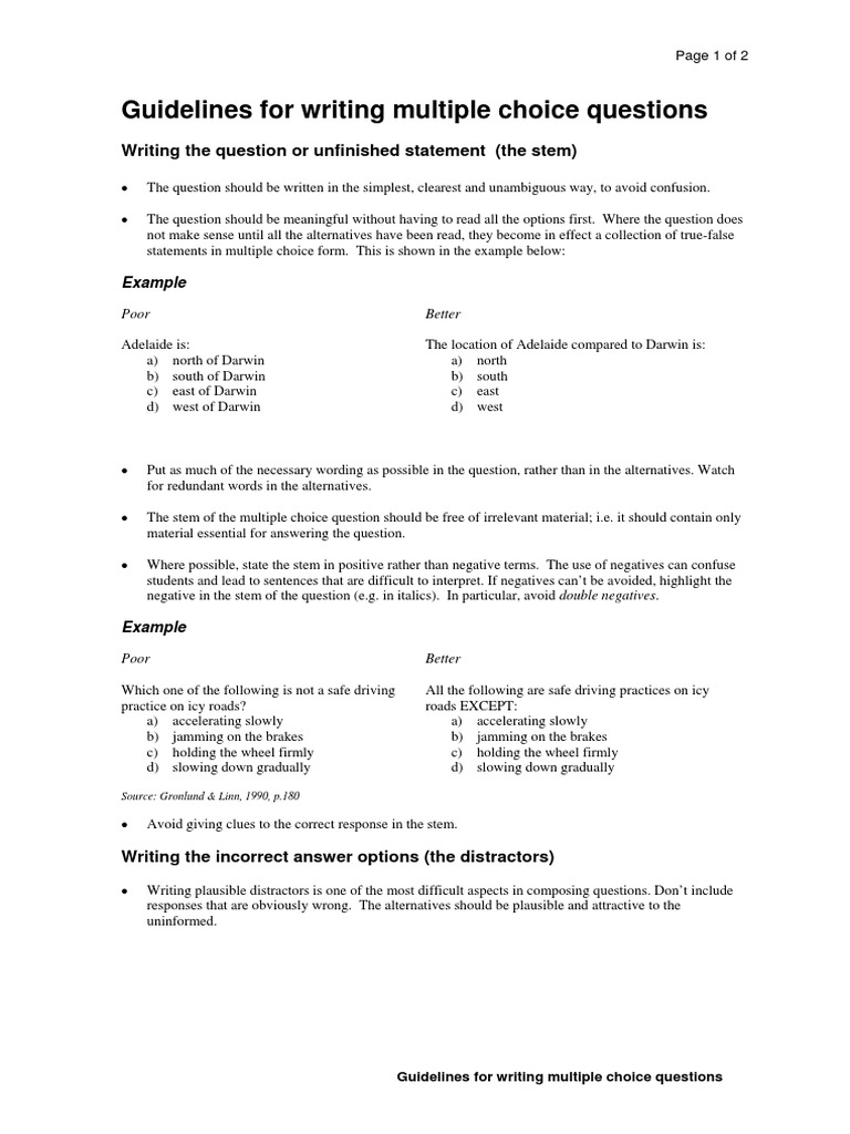 Multiple Choice Questions | PDF | Multiple Choice | Question