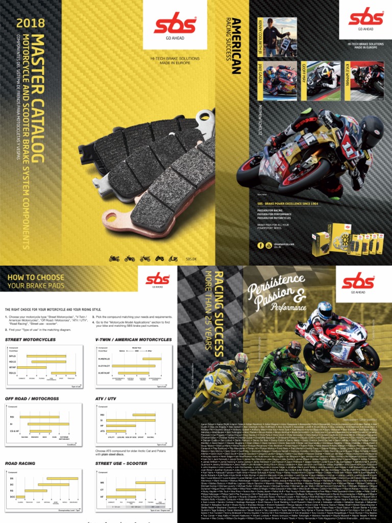 Sbs Motorcycle Brake Pads Complete Catalog Moto D Racing