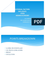 External Factors Influence Over Indian Economy: by Manish Ranjan (35) Md. Kashif Nawaz Ansari (38) Kondaveeti Manoraj