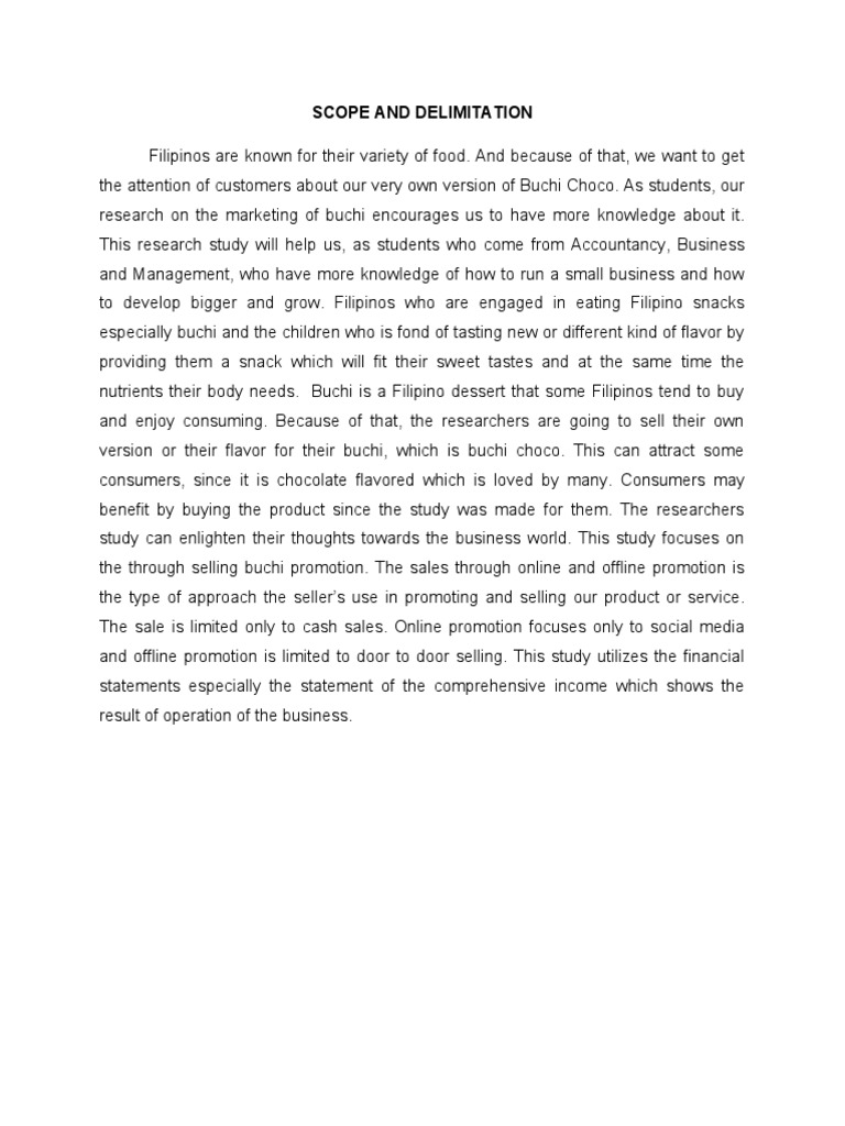 Scope and Delimitation PDF Sales Foods
